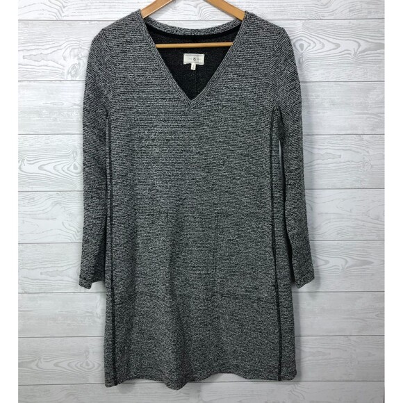 Lou & Grey Women's Long Sleeve V Neck Knit Shift Dress Solid Gray Size Small - Picture 1 of 5
